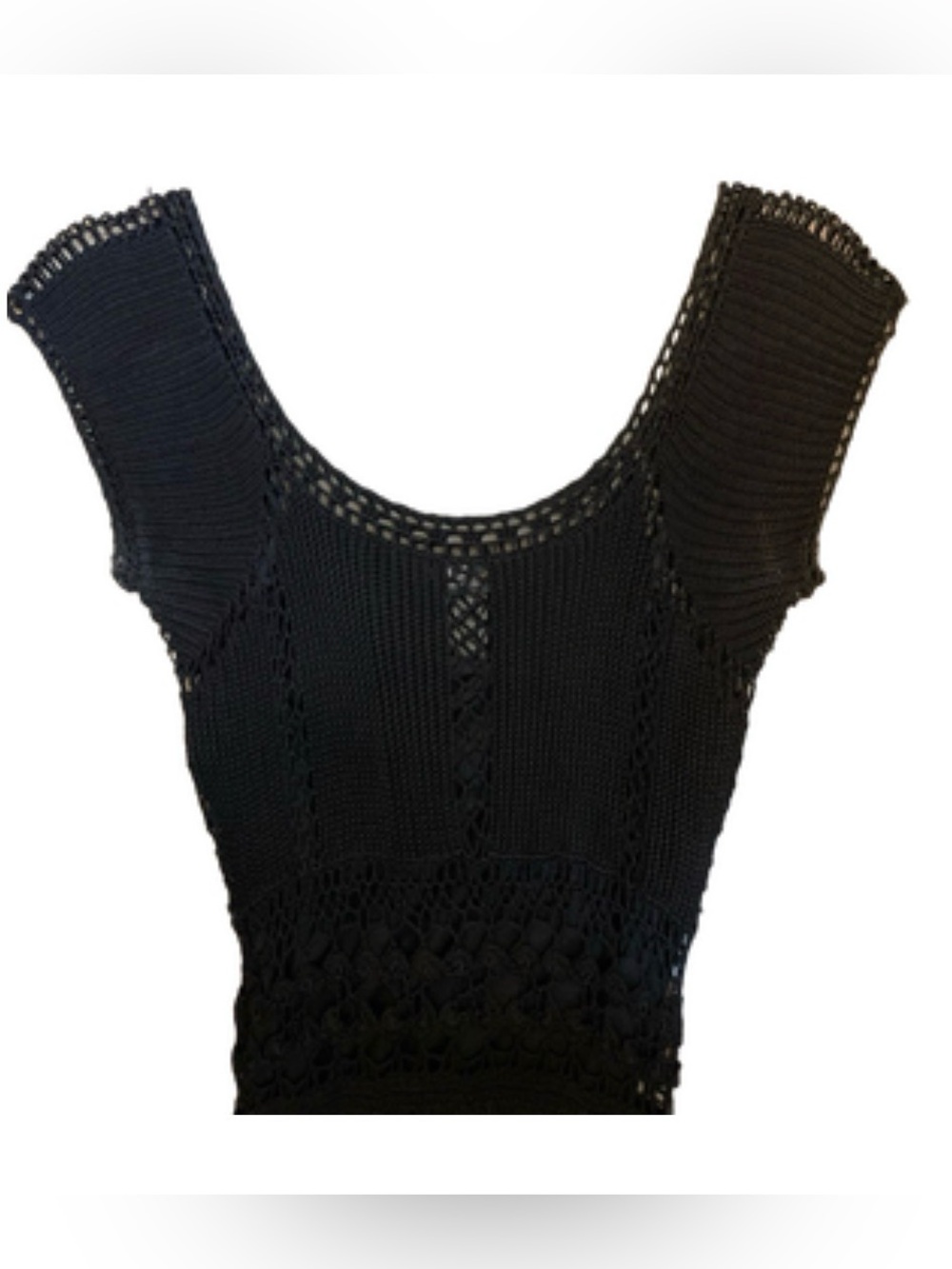 ABS Allen Schwartz Black Crochet Midi Dress - Picture 2 of 7